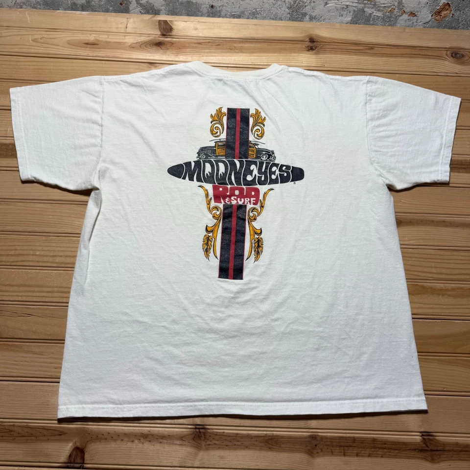 Camiseta gráfica vintage años 90 Moon Eyes Rod & Surf Woody Wagon Hot Rod para hombre - XL Foto 1 de 4