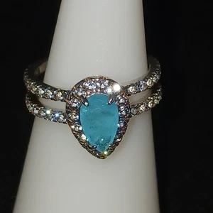 Bomb Party Original Genuine HTF .925 SS RBP2859 Aqua Blue Quartz Fusion Sz 6 - Picture 1 of 6