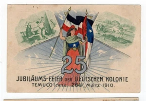 CHILE Germany Temuco 1910 Patriotic postcard UNUSED postcard Ed. Carlos Mulack - Picture 1 of 2
