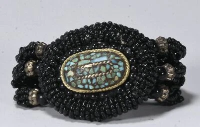 5.5'' Old Tibet Tibetan Turquoise Coral Carved Bead Bracelet Bracelets Jewellery - Image 1 of 4
