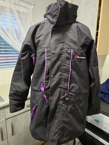 Berghaus Vintage 1980s Zermatt Alp GORETEX INSULATED COAT BLACK UK 12 Full Zip - Picture 1 of 7