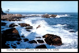 Crashing Surf Rugged Coastline Cape Breton Nova Scotia Canada Sea UNP Postcard - Picture 1 of 3
