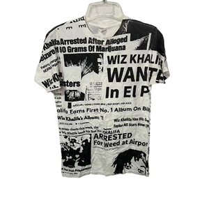 Wiz Khalifa Rap Men's Shirt Size S Arrested Wanted All Over Print AOP Newspaper - Picture 1 of 6