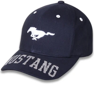 Ford Mustang Men's Official Licensed Embroidered Mustang Logo Hat Cap - Navy - Picture 1 of 5