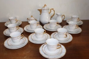 KAFFEESERVICE  FÜR 10 PERSONEN THUN CZECHOSLOVAKIA WEISS GOLD - Bild 1 von 11