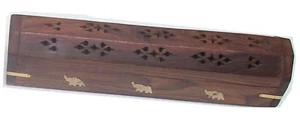 Wooden Carved Coffin Incense Burner Cone Holder Box 12"Caja madera para incienso - Picture 1 of 1