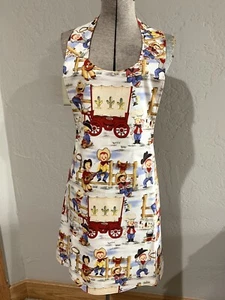 Handmade Apron Set Western Cowboy Handkerchief Ric rac Montana Pocket Reversible - Picture 1 of 12