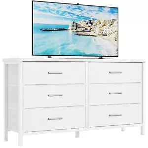 Wide White Dresser For Bedroom 6 Drawerdresser Tv Stand For 60" Tv Dressers & Ch - Picture 1 of 7