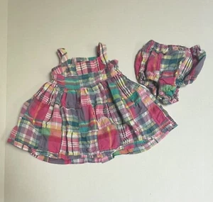 Ralph Lauren Dress Baby Girls 6m Plaid Madras Sundress Button Closure - Picture 1 of 8