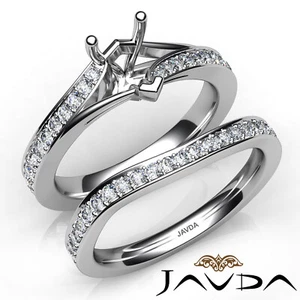 Pave Side stone Heart Diamond Engagement Ring Semi Mount Bridal Set 0.90Ctw. - Picture 1 of 29