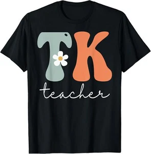 TK Teacher Retro Groovy Vintage Happy First Day Of School T-Shirt Hoodie - Picture 1 of 15