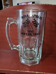 Rare 1983 Shell Souvenir Indianapolis 500 Indy Speedway Large Glass Mug - Picture 1 of 3