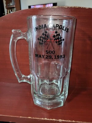 Taza de vidrio grande Shell Souvenir Indianapolis 500 Indy Speedway 1983 rara Foto 1 de 3