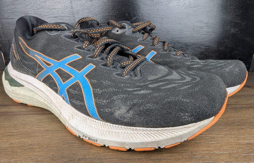 Scarpe Asics taglia 11 GT 2000 11 sneakers da corsa atletica maglia nero blu arancione