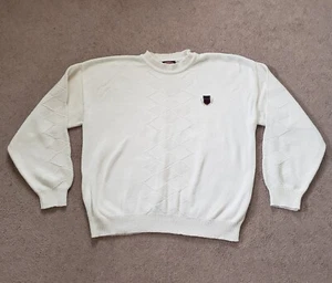 Vintage 90s Nutmeg Mills Mens Size XL USA Made Heavy Embroidered Sweater - Picture 1 of 9