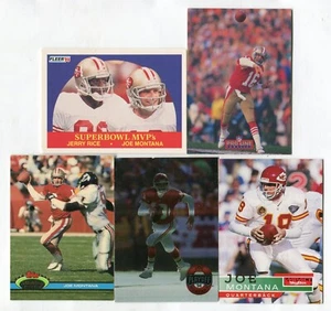 Lote de 5 tarjetas de fútbol americano Joe Montana HOF 49ERS KC Chiefs Notre Dame (lote 81) - Imagen 1 de 1