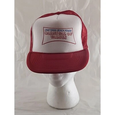 Vintage Artesão Snapback Chapéu de Corda Banco Poder Carnaval de Valores Vermelho Branco SO - Imagem 1 de 4