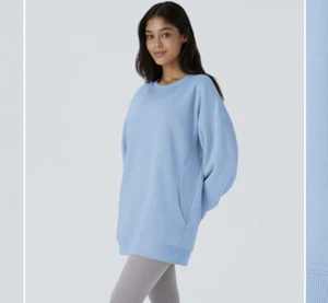 NWT Halara Oversized Sweatshirt Women’s XS Blue Long Sleeve Side Pockets Lounge - Picture 1 of 11