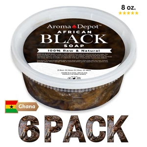 Raw African Black Soap Paste 8 oz. WHOLESALE Natural Wash Face Body Hair 6 PACK - Picture 1 of 23