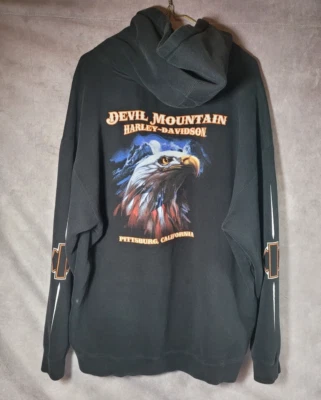 Sudadera con capucha vintage Y2K Harley Davidson Devil Mountain Pittsburg California 3XL Eagle Foto 1 de 4