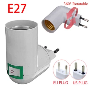 LED Light Lamp Bulb Socket EU US Plug In Holder E27 Convert Adapter With Switch - Picture 1 of 10