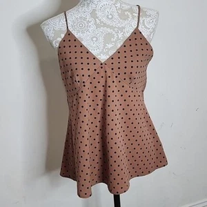 Vici Brown Polka Dot Adjustable Strap Tank Top Dressy Women's Medium - Picture 1 of 5