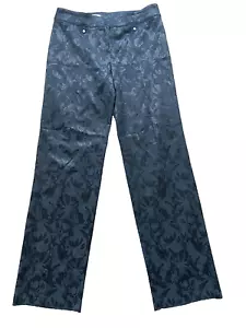 PER TE BY KRIZIA JACQUARD BLACK WIDE LEG PANTS Sz 8-10 NWOT MADE IN ITALY - Picture 1 of 9
