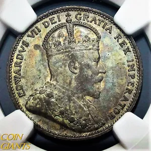 1910 Canada 25c NGC AU55 Toned About Uncirculated Rare Quarter Dollar Coin - Picture 1 of 1