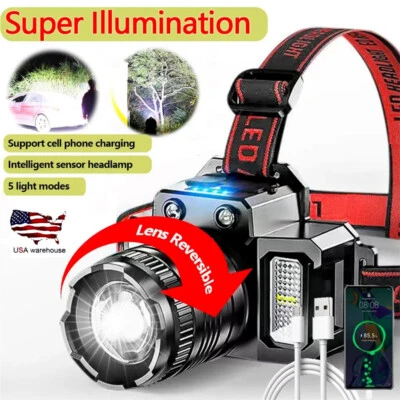 990000LM LED Headlamp Rechargeable Headlight Zoomable Head Torch Lamp Flashlight - Image 1 of 4