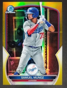2023 Bowman Chrome Prospects Yellow Refractors #BCP80 Samuel Munoz /75 Dodgers - Picture 1 of 2