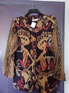 LITTLE BUDDHA BROWN PATTERNED HIPPY BOHO JACKET SMALL MEDIUM..BNWT - Picture 1 of 5