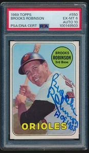 BROOKS ROBINSON #550 1969 Topps PSA/DNA AUTO 10 PSA 6 ORIOLES Inscribed HOF 1983 - Picture 1 of 2