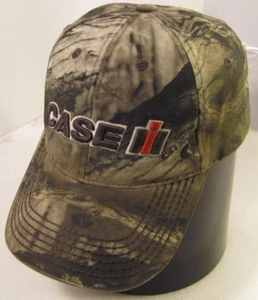 Case IH Camouflage Hat Mens Brown Tree Bark Hunting Cap Vtg Logo Heavy Use - Picture 1 of 11