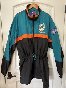 MIAMI DOLPHINS VTG LONG SLEEVE WIND BREAKER PRO PLAYER BY DANIEL YOUNG SZ XXL - Picture 1 of 10