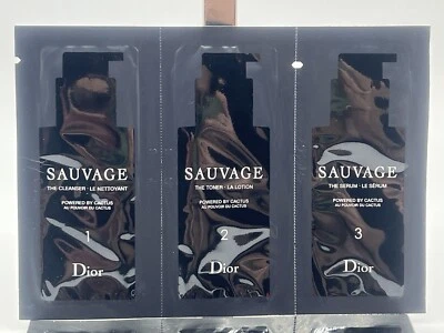 Dior Sauvage NEW Charcoal Cleanser Toner The Serum 3 Step Facial, 3 Packets - Image 1 of 3