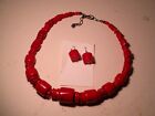 JAY KING STERLING SILVER & RED CORAL CHUNKY NECKLACE & EARRINGS SET