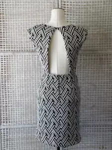 Anthropologie Silence&Noise Black & White Knit Cutout Back Asym Sheath Dress~S/M - Picture 1 of 12