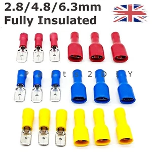 FULLY INSULATED Pairs Male/Female Crimp Spade Terminals Electrical Connectors - Picture 1 of 8