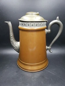 Vintage Ornate Manning Bowman Co. Copper & Brass Coffee/Tea Pot USA Made - Picture 1 of 12