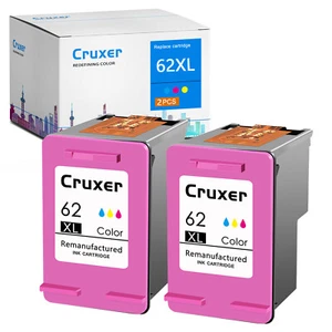 Paquete de 2 cartuchos de tinta a color 62XL para impresora HP ENVY 5660 7643 7644 8000 8005 Lo último - Imagen 1 de 8