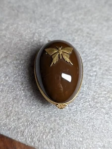 Limoges Neiman Marcus Brown Butterfly Porcelain Egg Trinket Box France VTG - Picture 1 of 12