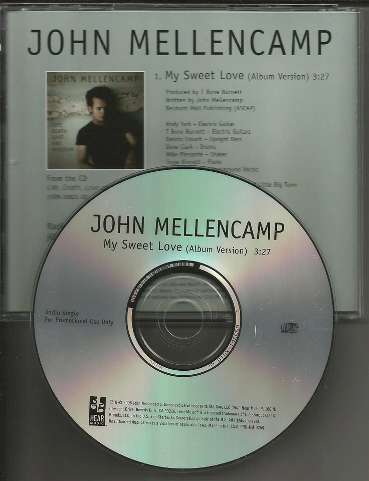 JOHN MELLENCAMP w/ LITTLE BIG TOWN My Sweet Love PROMO Radio DJ CD Single 2008 Foto 1 de 1