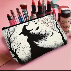 Bolso de Maquillaje Halloween Gótico Brujas y Murciélagos con Árboles Oscuros - Impreso a Doble Cara - Imagen 1 de 4