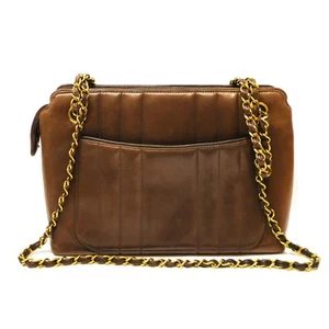CHANEL Mademoiselle Lambskin Chain Shoulder Bag Brown Used Matsudo Store - Picture 1 of 14