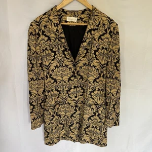 Vintage Silk Blazer Maximalist Y2K Glam Goth Regencycore Tapestry Elegant Asian - Picture 1 of 11