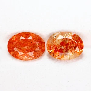 2.62 Ct VVS  [2Pcs Pair]  Oval 8.2 x 6 MM Ultra Rare Natural Red Dot Andesine - Picture 1 of 5