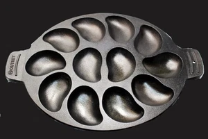 Outset D672603 Cast Iron Oyster Grill Pan, 12 Cavities, Black 19"x13" Seasoned!! - Picture 1 of 9