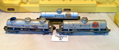 3 Vintage  American Flyer S #925 #926 #24325 GULF tank cars - Image 1 of 4