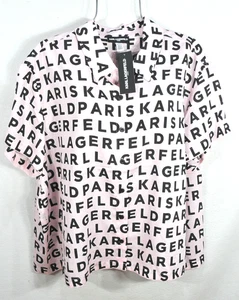 Camicia da donna Karl Lagerfeld Paris 2x blusa grafica rosa Lagerfeld taglie forti nuova con etichette - Foto 1 di 10