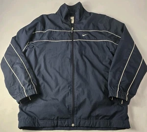 Vintage Nike Team Windbreaker Track Jacket Mens Medium Navy White Full Zip Mesh - Picture 1 of 12